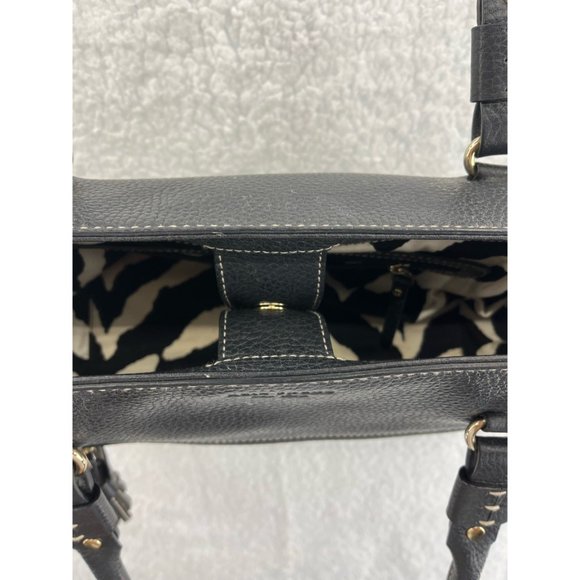 Kate Spade New York Womens Satchel Handbag Black Snap Phone Pocket Tassel M - Picture 5 of 12